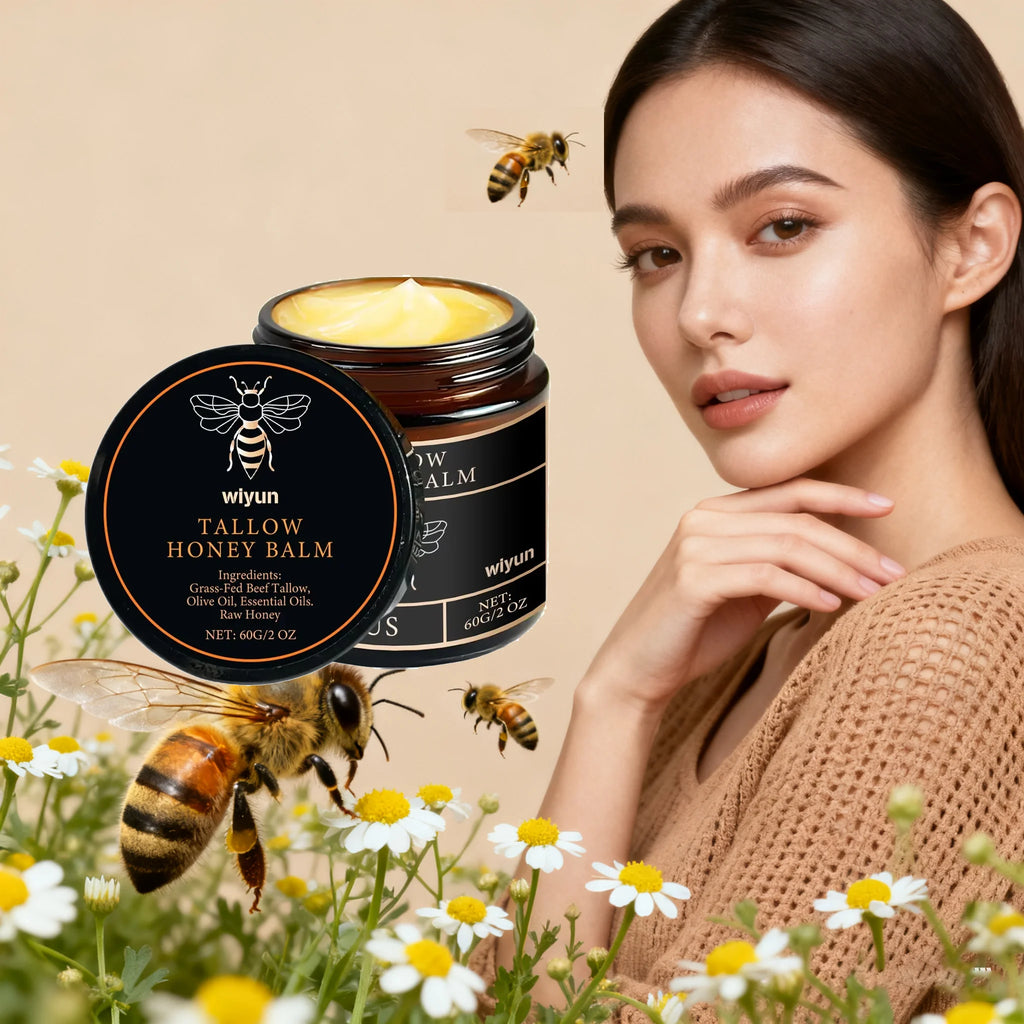 Pure Tallow Honey Balm Glowing Hydrating Skin Enhacne Elasticity Improve Dullness Fade Fine Lines Firming Face Body Moisturize Cream