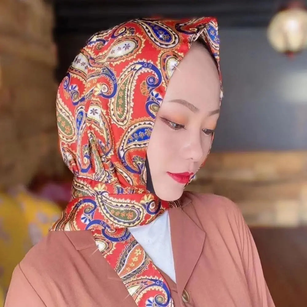Scarf Style Women Simulation Silk Sunscreen Muslim Turban Hijab Cap Baotou Hat Headscarf