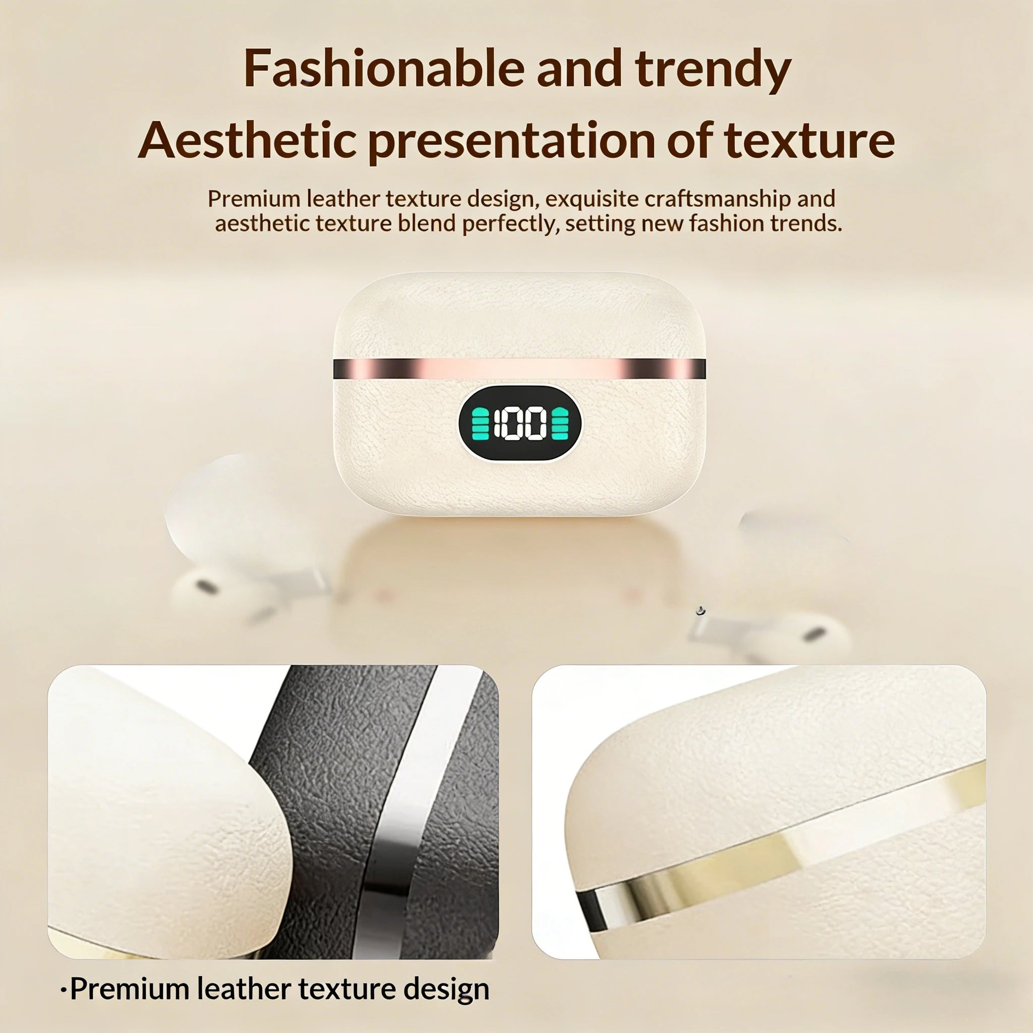 Deep Bass Wireless Earbuds Boasting Sleek Semi-in-ear Design Endurance Battery Display Bluetooth 5.3 Headphones for Active