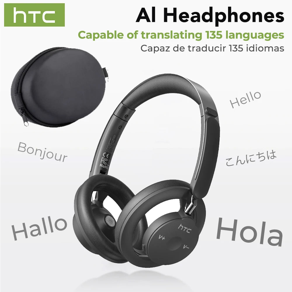 Open-Ear Headphones Foldable Punchy Bass HTC HP06 Bluetooth V6.0 Wireless  Headset for PC Laptop phone TV lightweight Hollow Airy