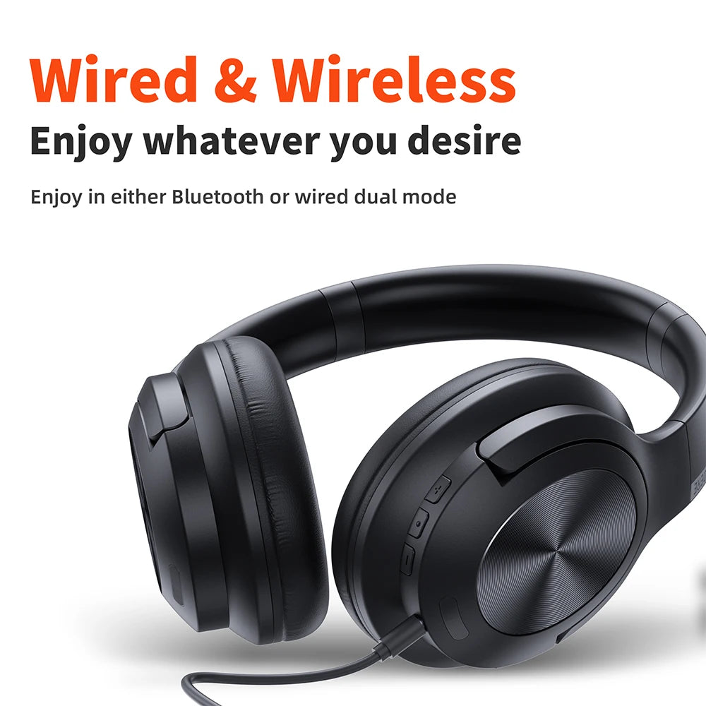 Active Noise Cancellation HiFi Wireless headphones QERE E80 Earphone bluetooth 5.3 ANCHi-Res Audio Over the Ear Headset 70H 40mm Driver2.4G