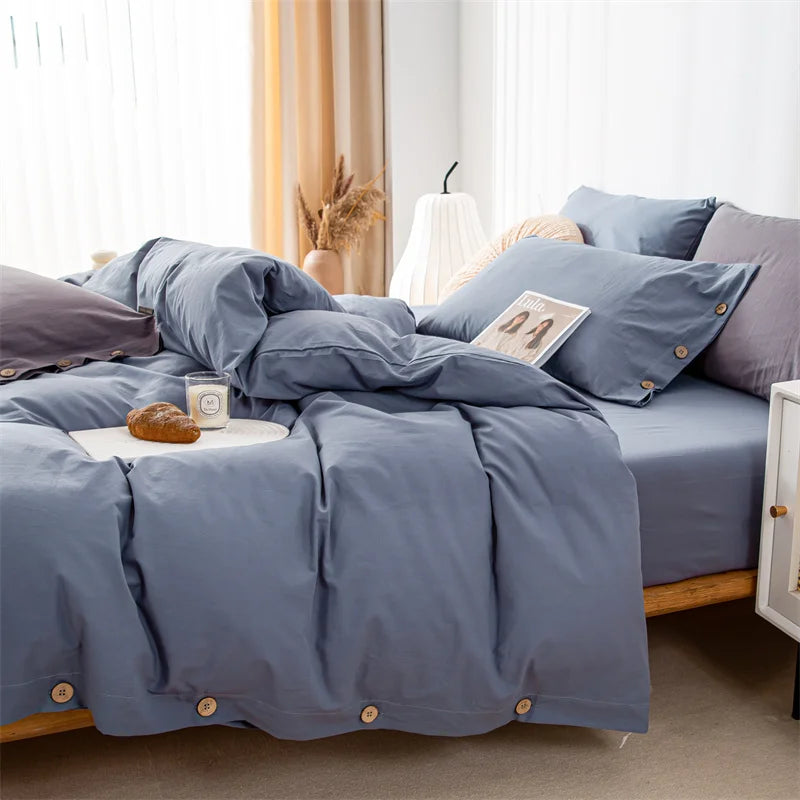Hight Quality 3pcs  100% cotton bedding set Double Duvet Cover Set 220x240 Solid Twist Cotton King Size Bedding Set Quilt Cover Set