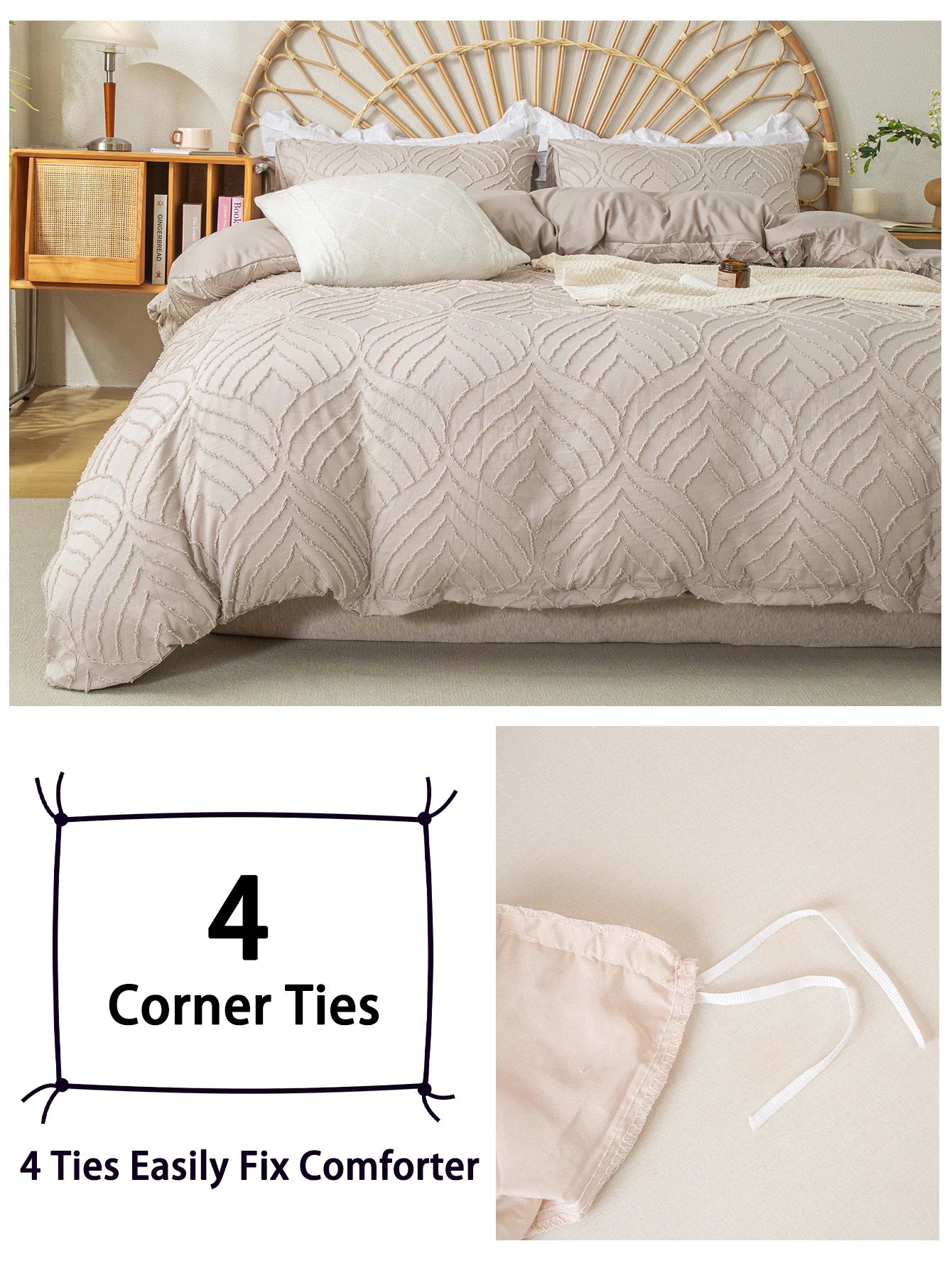 Smooth 3pcs Cutting flower Bedding Set with Zip Closure - Polyester, All-Season Comforter Set (Comforter & Pillow Shams Not Included)