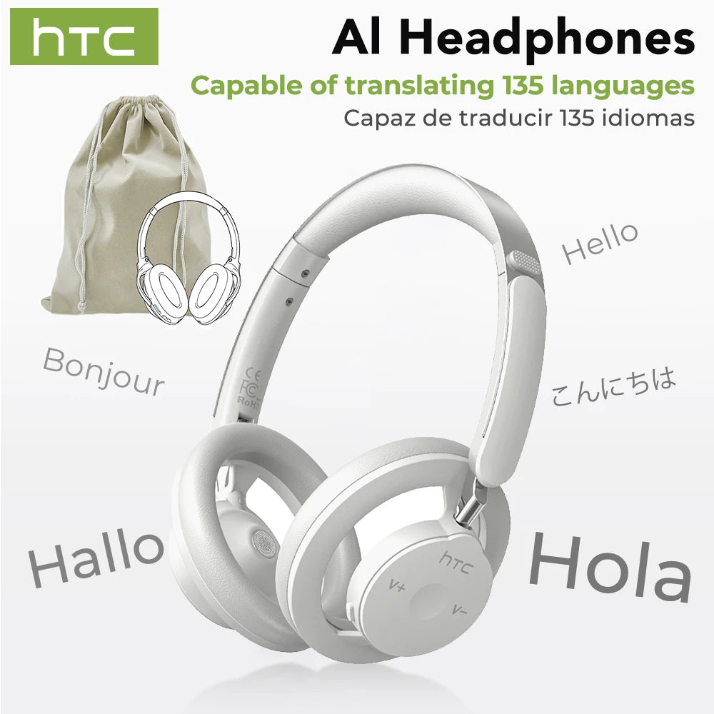 Open-Ear Headphones Foldable Punchy Bass HTC HP06 Bluetooth V6.0 Wireless  Headset for PC Laptop phone TV lightweight Hollow Airy