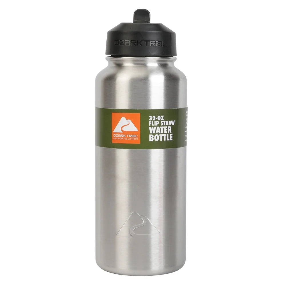 Stainless Steel Water Bottle insulated Flip Top Lid Vacuum Sealed Durable Camping Travel Bottle Dishwasher Safe Sweat Proof 32oz