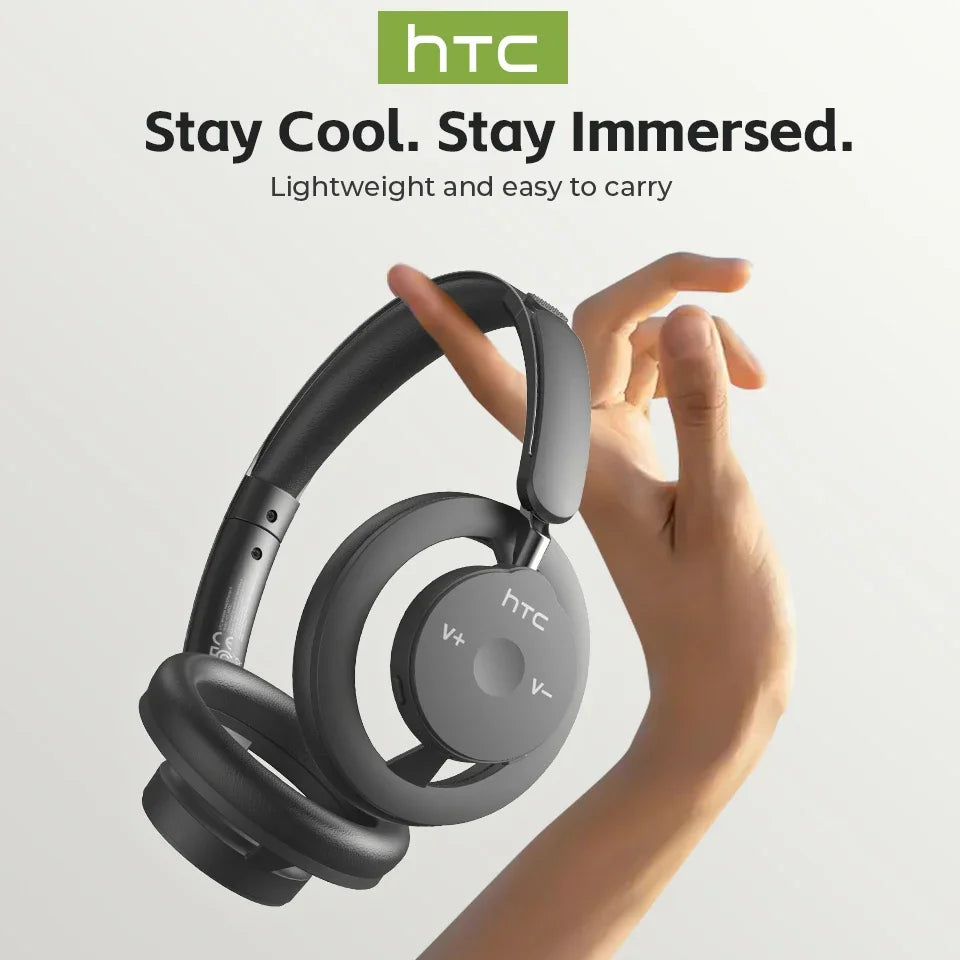 Open-Ear Headphones Foldable Punchy Bass HTC HP06 Bluetooth V6.0 Wireless  Headset for PC Laptop phone TV lightweight Hollow Airy