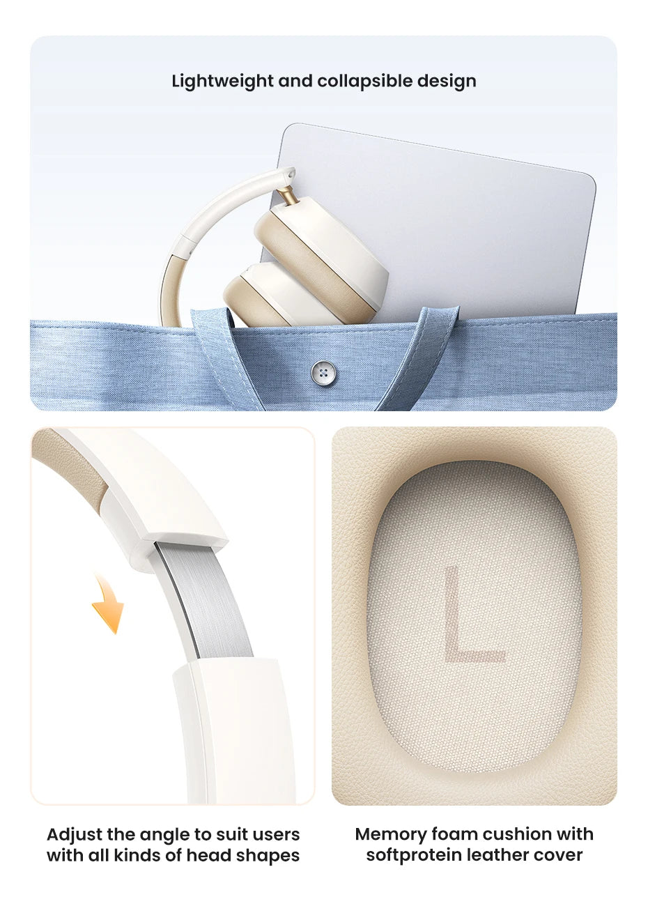 Hight Quality Wireless Bluetooth Headphones 43dB Hybrid Active Noise Cancellation Hi-Res LDAC 75H Spatial Audio Headset Earphones