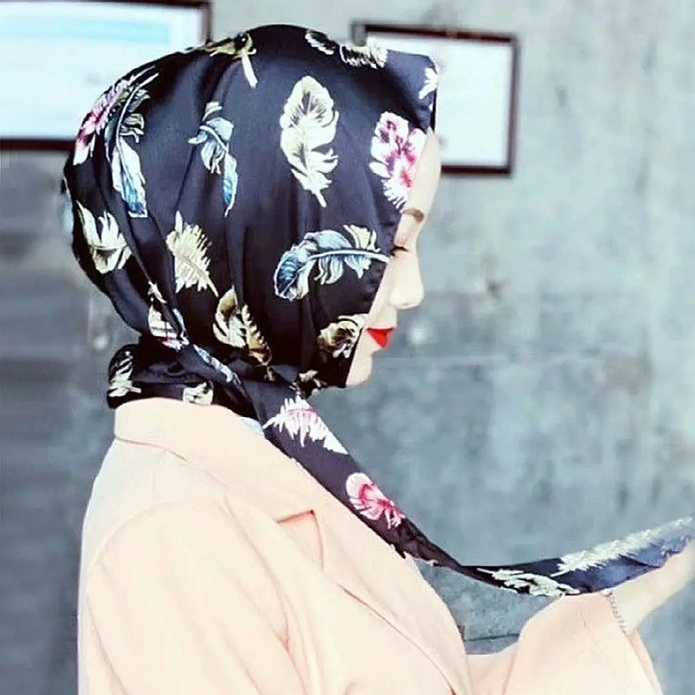 Scarf Style Women Simulation Silk Sunscreen Muslim Turban Hijab Cap Baotou Hat Headscarf
