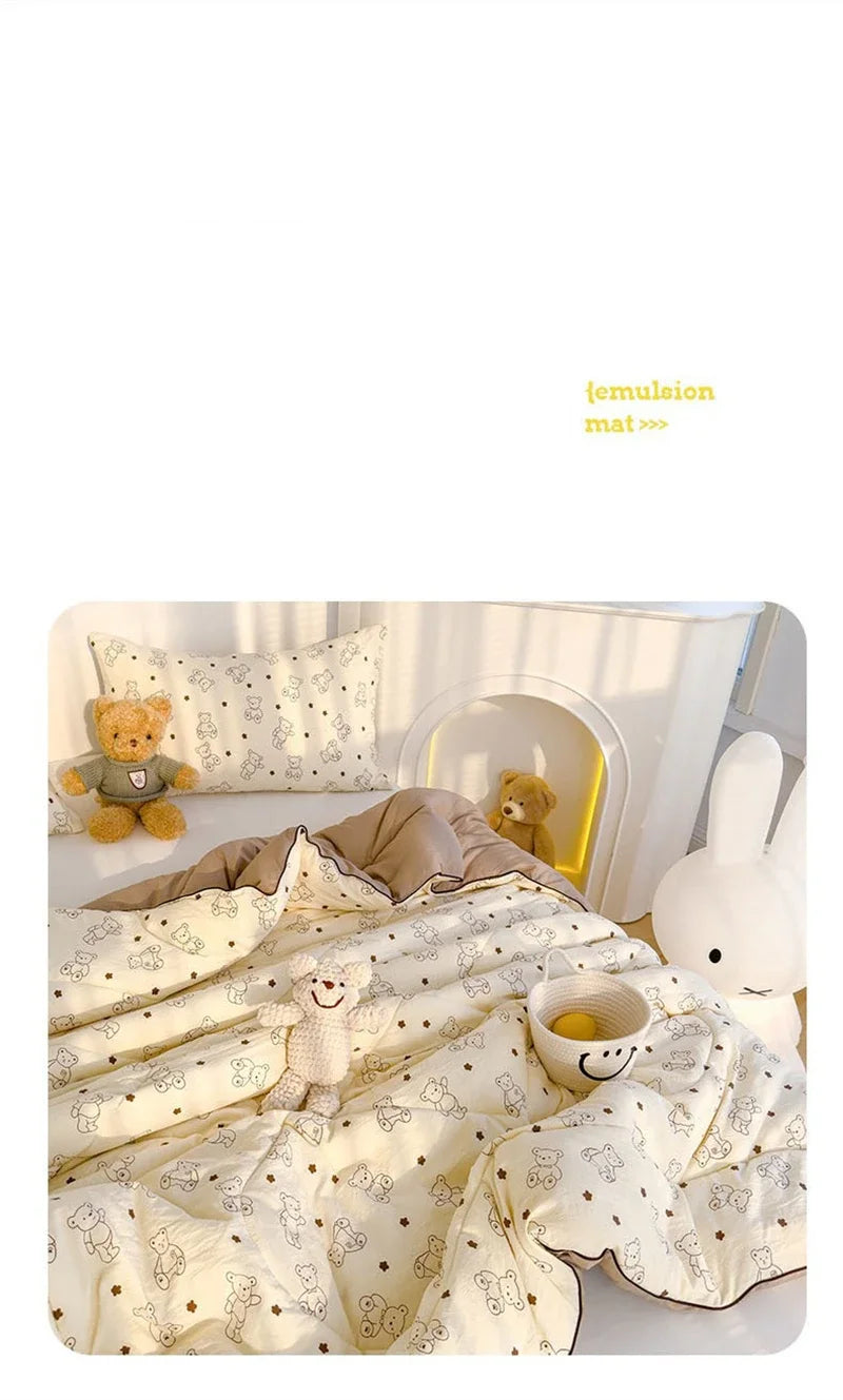 Ideal Printed Double Gauze Summer Quilt Grade A Lightweight Air Conditioning Quilt Soya Fibre Fill Soft Breathable Cool Summer Blanket