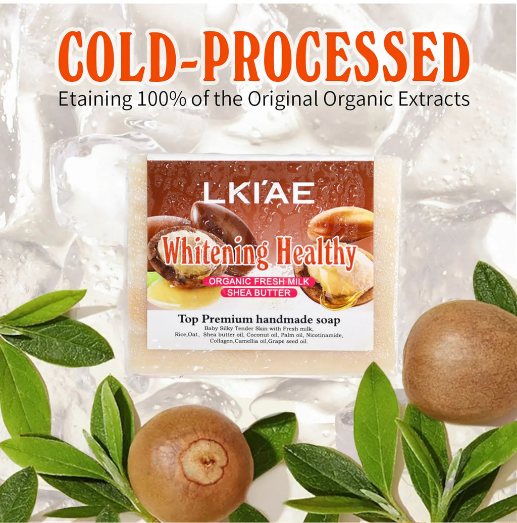 Deep Cleaning Organic Fresh Milk Whitening Soap Bar, Lighten, Improve Skin Elasticity, Handmade Soap For Face, Body and Hands, 150g/5.3 oz