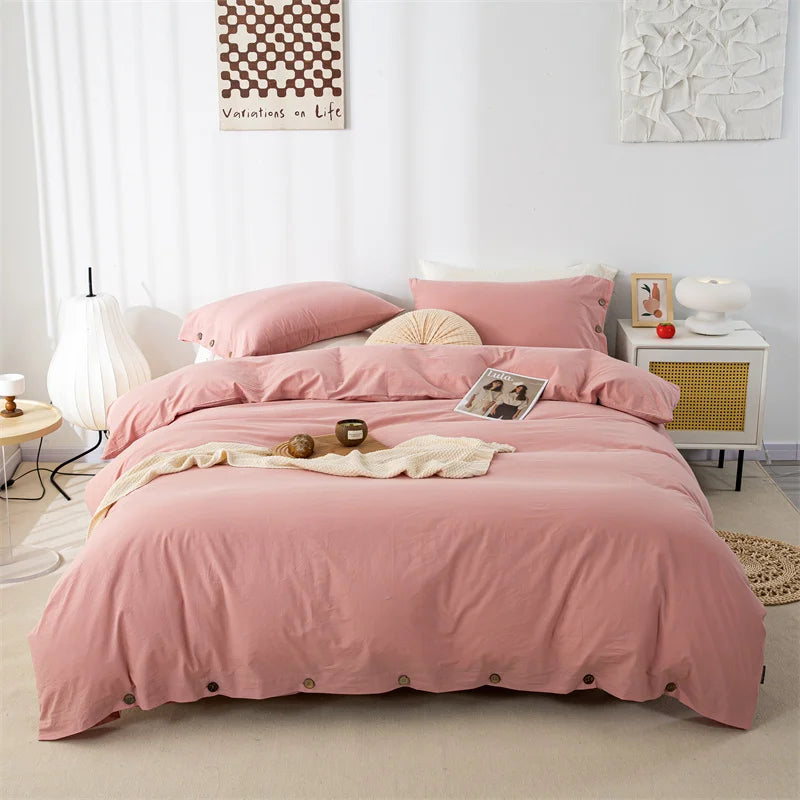 Hight Quality 3pcs  100% cotton bedding set Double Duvet Cover Set 220x240 Solid Twist Cotton King Size Bedding Set Quilt Cover Set