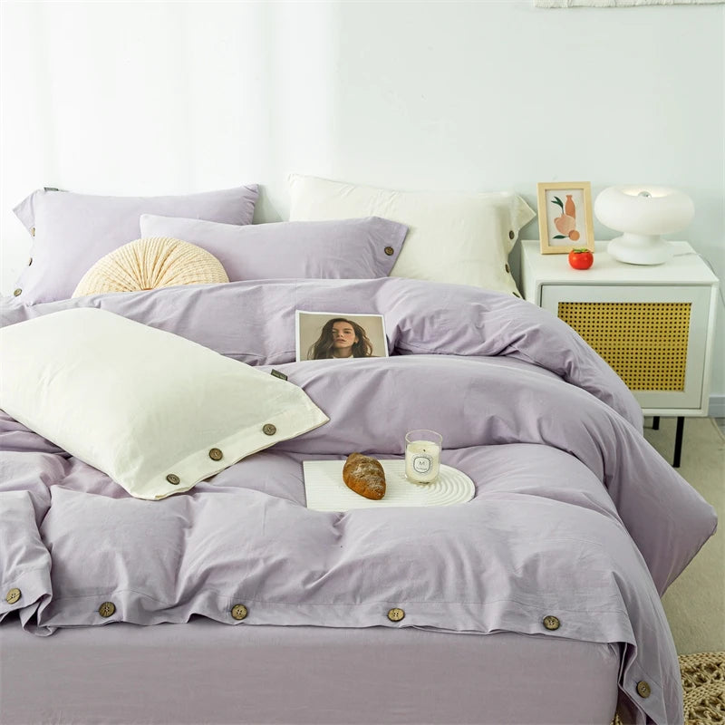 Hight Quality 3pcs  100% cotton bedding set Double Duvet Cover Set 220x240 Solid Twist Cotton King Size Bedding Set Quilt Cover Set