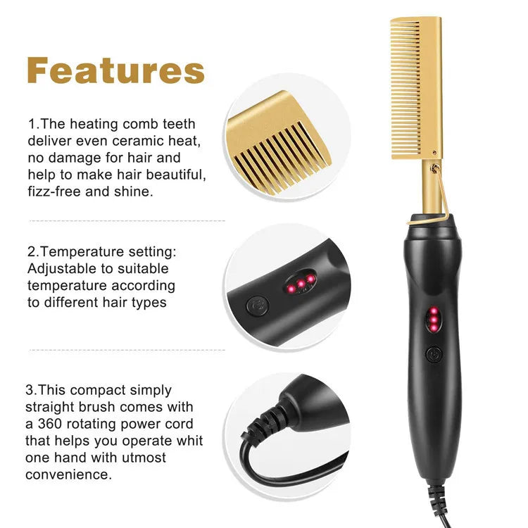 Combo Hot Comb Hair Straightener Brush Hot Comb Pressing Electric Heat electric hair brushes Styling Tools