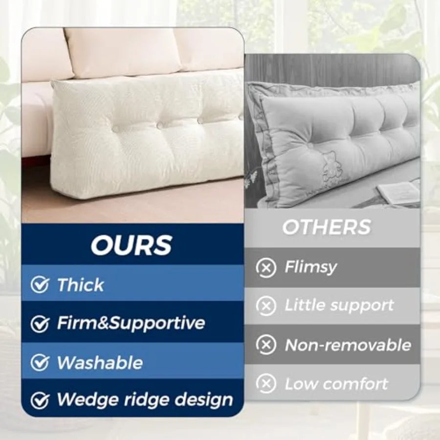 Large Headboard Pillow Triangle Pillows for Headboard Backrest Wedge Pillow for Reading Sitting Wor Daybed Pillows with Re