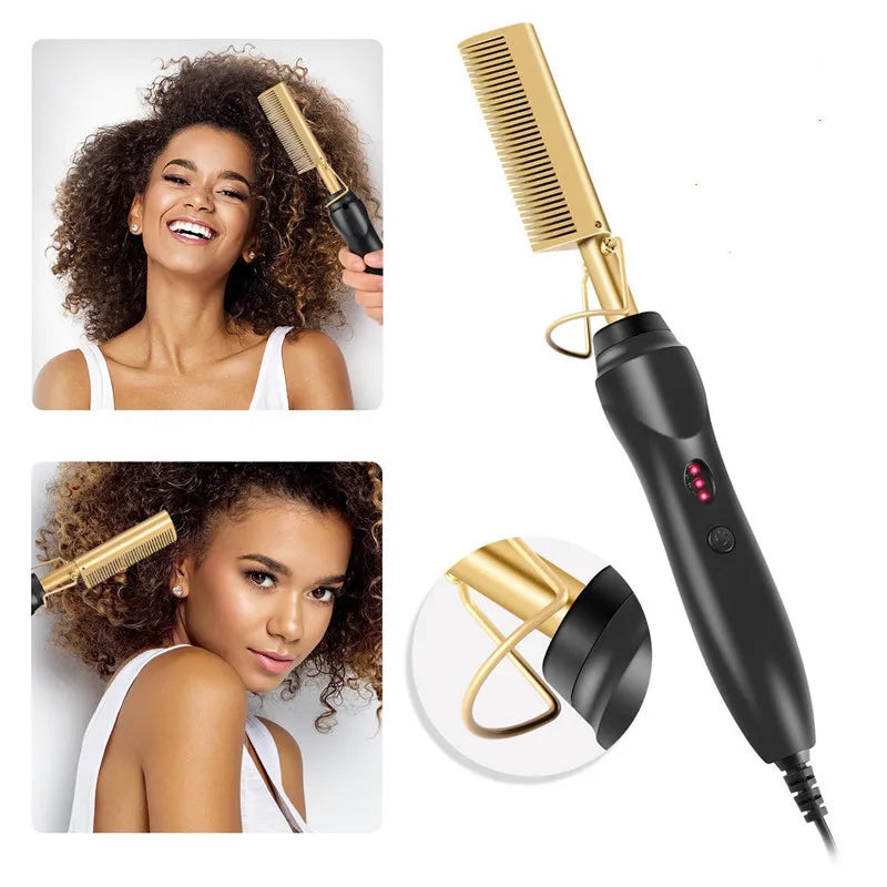 Combo Hot Comb Hair Straightener Brush Hot Comb Pressing Electric Heat electric hair brushes Styling Tools