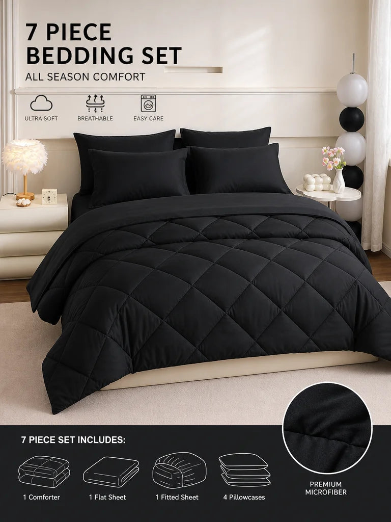 Twin Full Queen King 5pcs/7pcs Bedding Sets Home Decor Comforter Flat Sheet Fitted Sheet Pillowcases Sleeping Sets