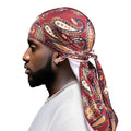 Large  Silk Cashew Style Printed Durag Turban For Women Men Bandanas Headwear Silky Rag Long Tail Pirate Hat Caps Hair Accessories