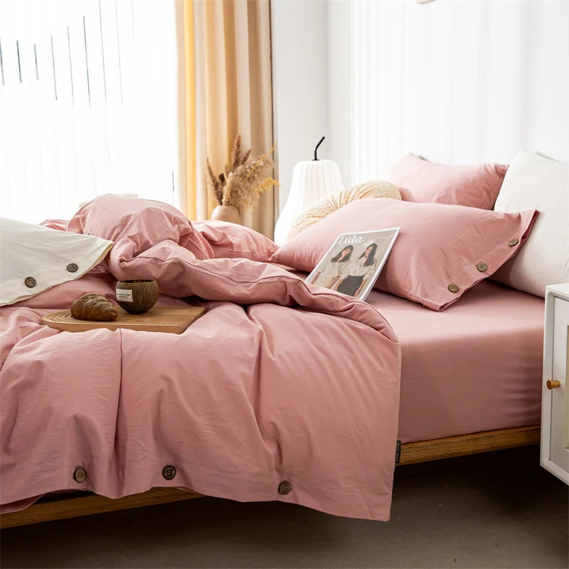 Hight Quality 3pcs  100% cotton bedding set Double Duvet Cover Set 220x240 Solid Twist Cotton King Size Bedding Set Quilt Cover Set