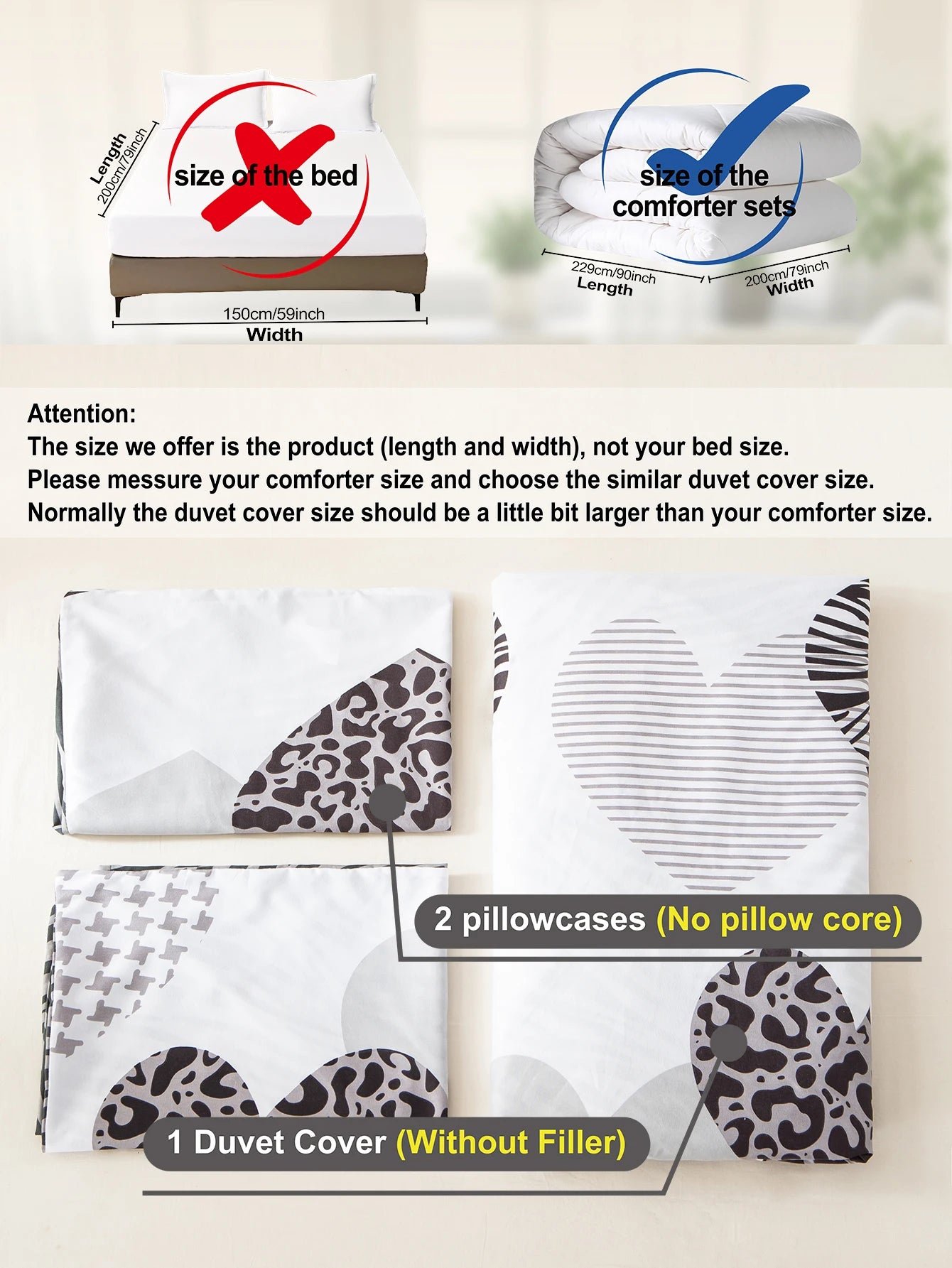Leopard print heart-shaped duvet cover 3pcs   set, soft and breathable, modern for bedroom decoration, queen/king size bed