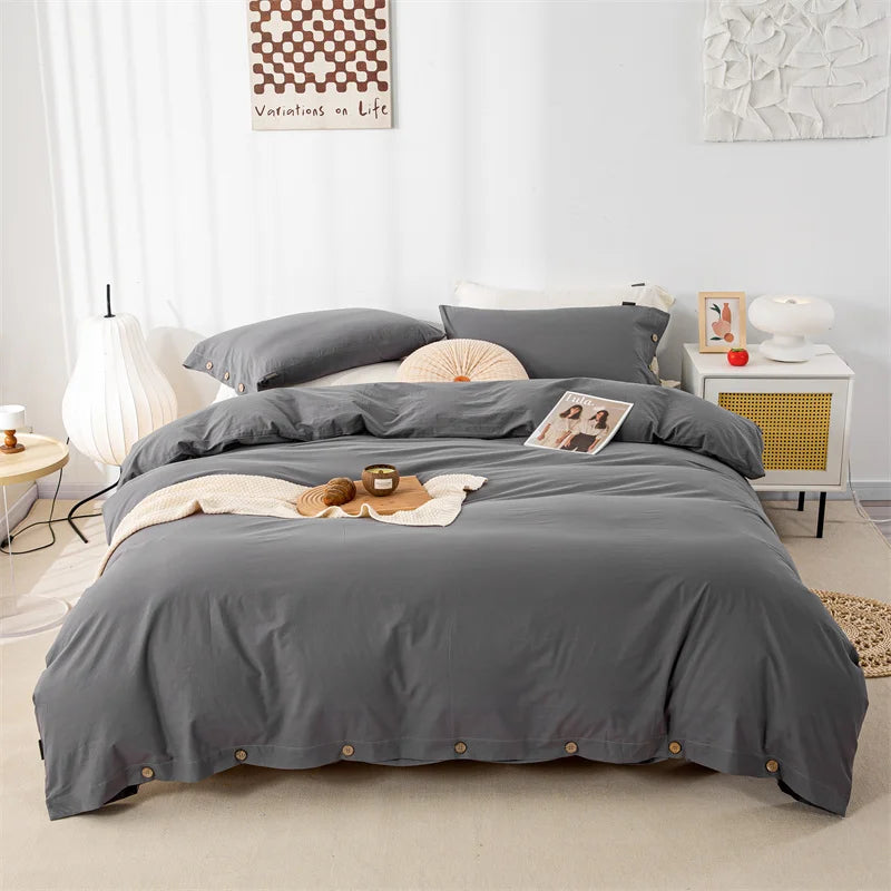 Hight Quality 3pcs  100% cotton bedding set Double Duvet Cover Set 220x240 Solid Twist Cotton King Size Bedding Set Quilt Cover Set