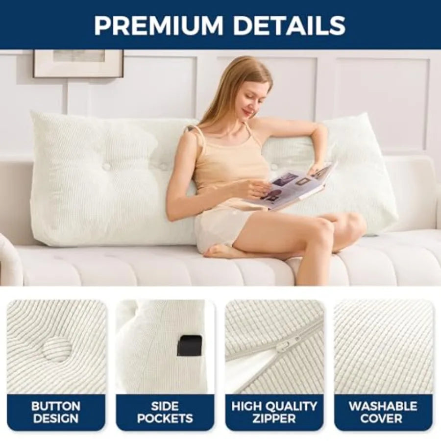 Large Headboard Pillow Triangle Pillows for Headboard Backrest Wedge Pillow for Reading Sitting Wor Daybed Pillows with Re