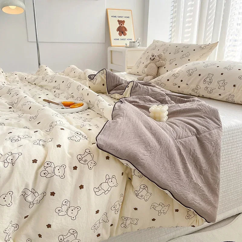 Ideal Printed Double Gauze Summer Quilt Grade A Lightweight Air Conditioning Quilt Soya Fibre Fill Soft Breathable Cool Summer Blanket