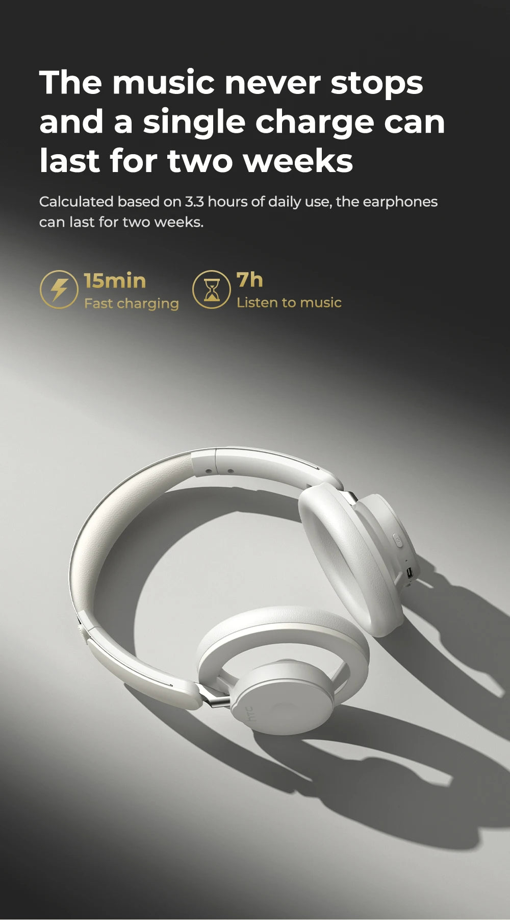 Open-Ear Headphones Foldable Punchy Bass HTC HP06 Bluetooth V6.0 Wireless  Headset for PC Laptop phone TV lightweight Hollow Airy