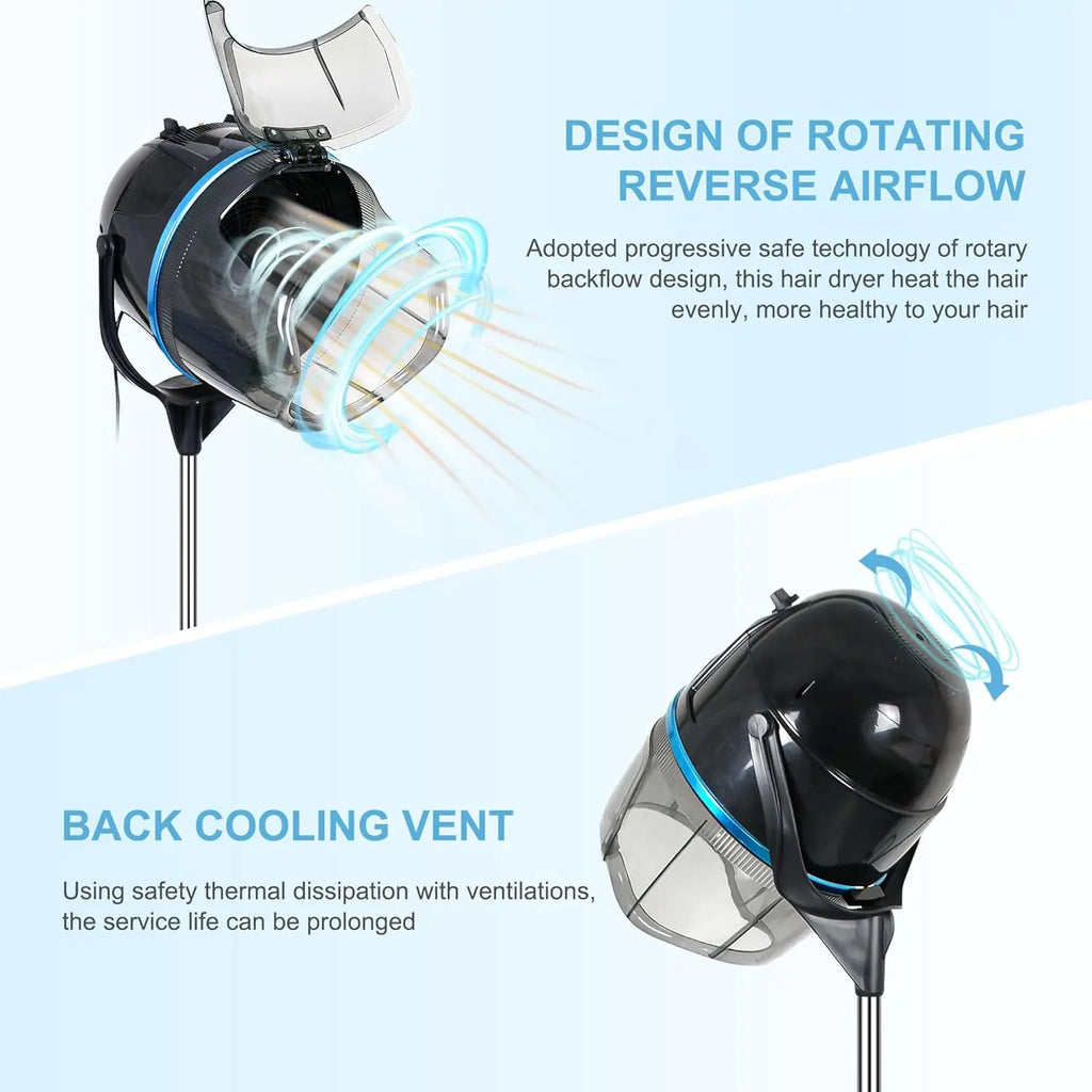 Beauty Salon Professional Adjustable Hooded Hair Dryer with Timer and Wheels for Salon and Home Use