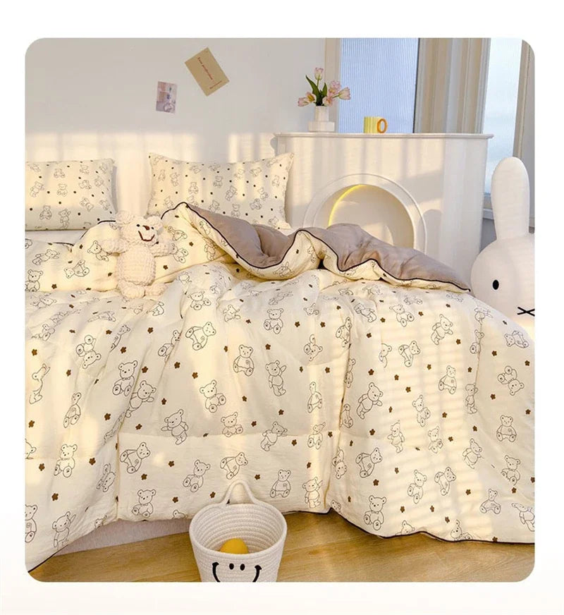 Ideal Printed Double Gauze Summer Quilt Grade A Lightweight Air Conditioning Quilt Soya Fibre Fill Soft Breathable Cool Summer Blanket