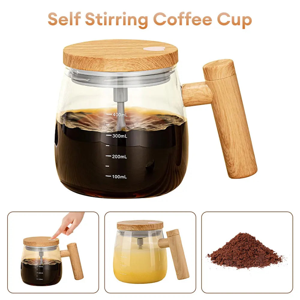 Coffee Stirring Cup Self Mixing Mug Glass Electric Automatic Mixing Cup 400ml Waterproof Electric Mixing Cup Home Supply