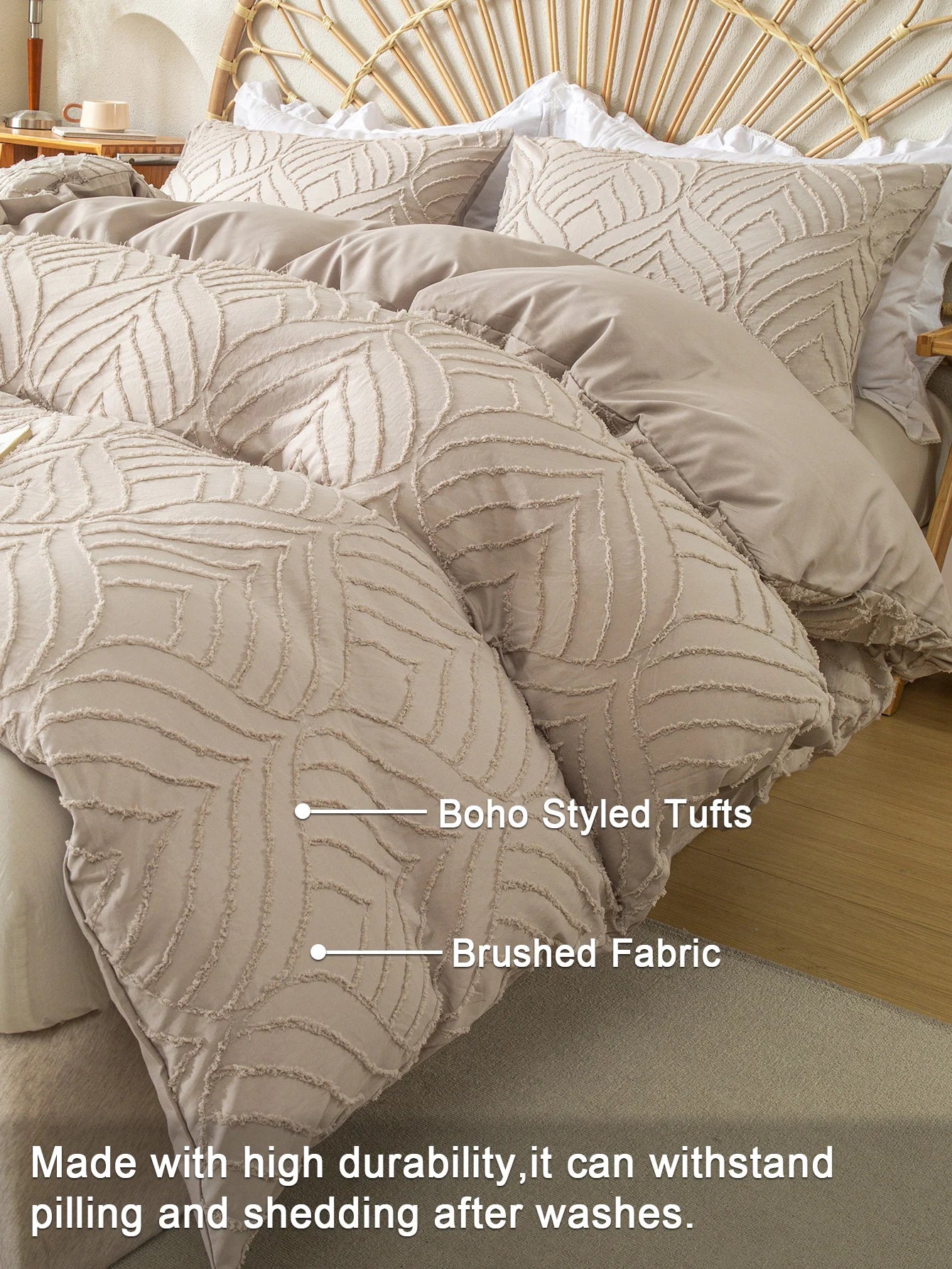 Smooth 3pcs Cutting flower Bedding Set with Zip Closure - Polyester, All-Season Comforter Set (Comforter & Pillow Shams Not Included)