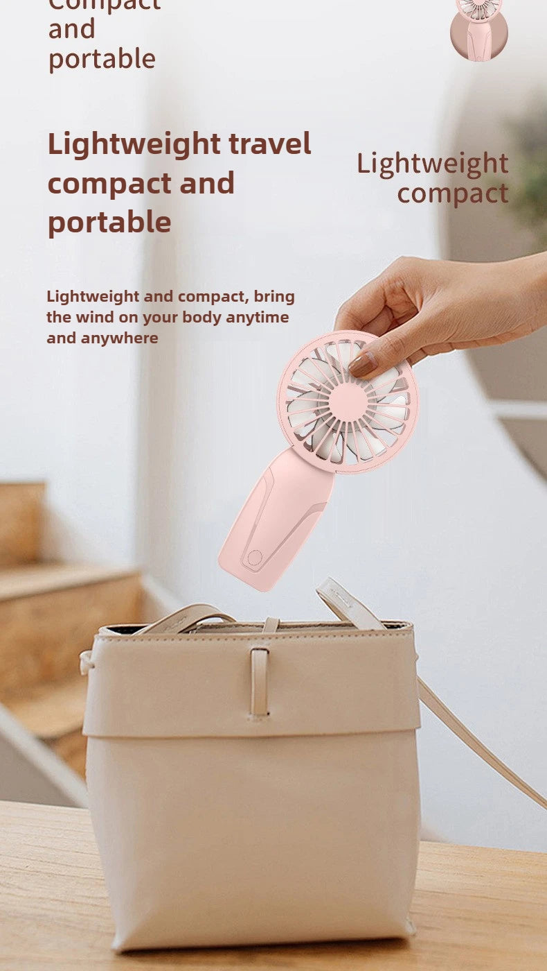 Handy Small Fan ABS Lightweight Cute Appearance USB Rechargeable Mini Fan for On Go Cooling Portable Mini Pocket Fan