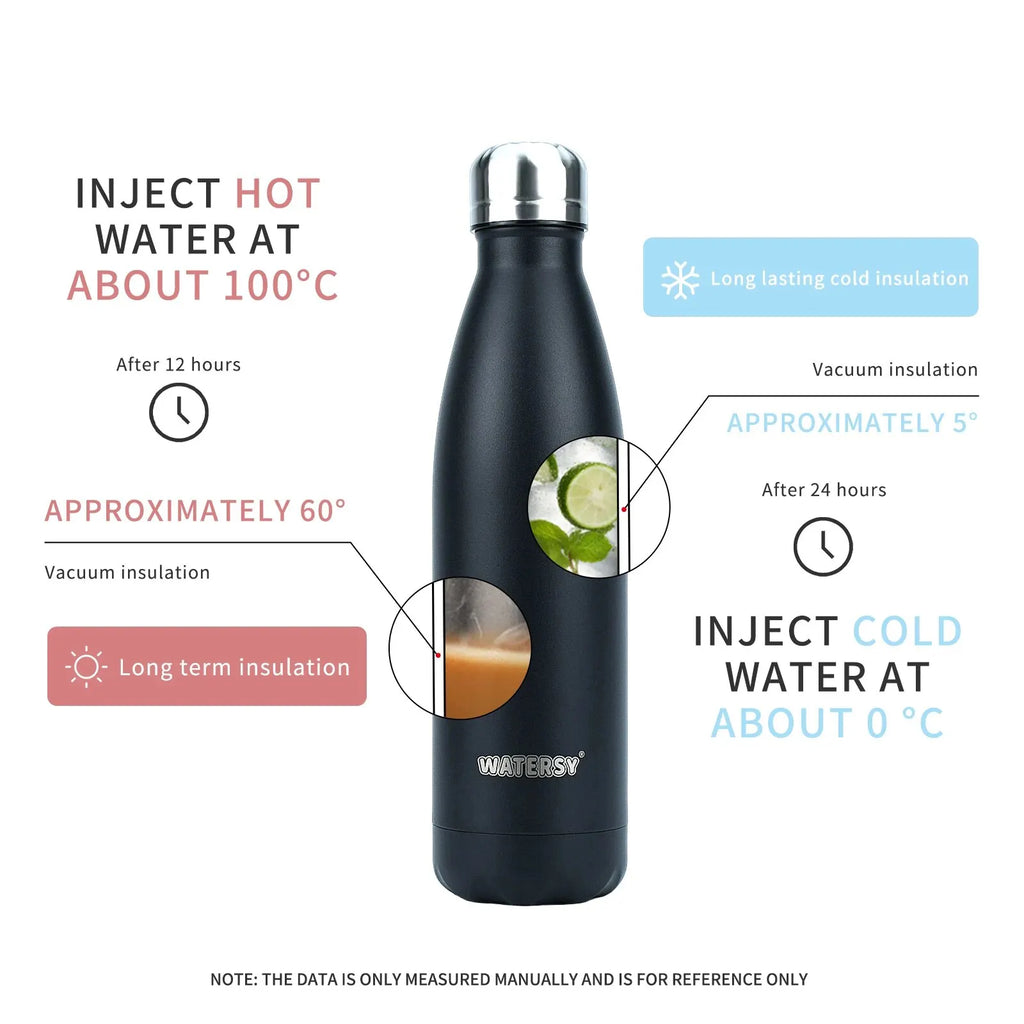 Stainless Steel Water Bottle 500ml Insulated Vacuum Flask Double Wall Thermal Cup Keep Cold Hot Sports Kettle