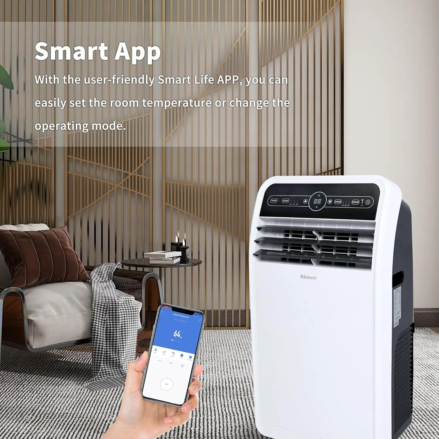 AC Shinco 10,000 BTU Portable Air Conditioner, Portable AC Unit with Built-in Cool, Wi-Fi Enabled for Room up to 400 sq.