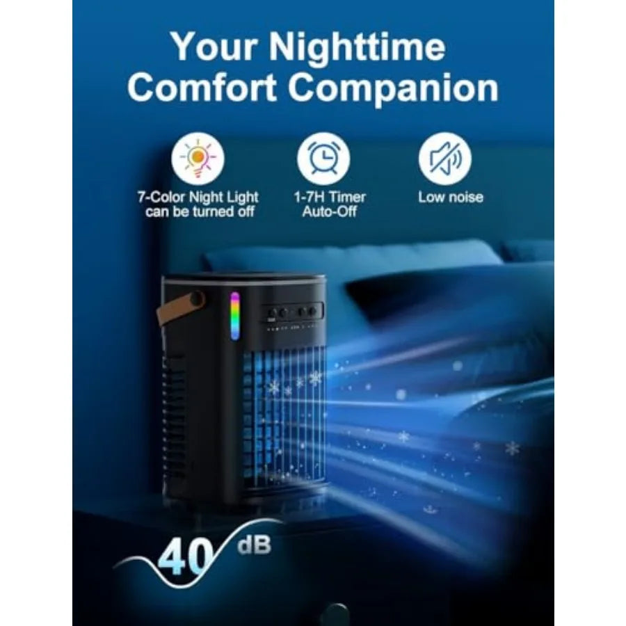 Portable  Air Conditioner Ac Unit, Evaporative Air Cooler With 2Ice Packs and 1.2L Water Tank, Personal Air Cooler with Re