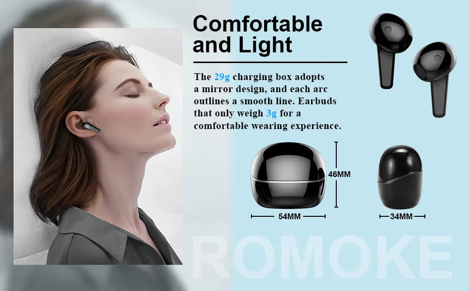 Deep Bass Wireless Earbuds, Bluetooth 5.3 Earbuds Stereo Bass, Noise Cancelling Mic, Earphones IPX7 Waterproof Sports, 35H Playback.