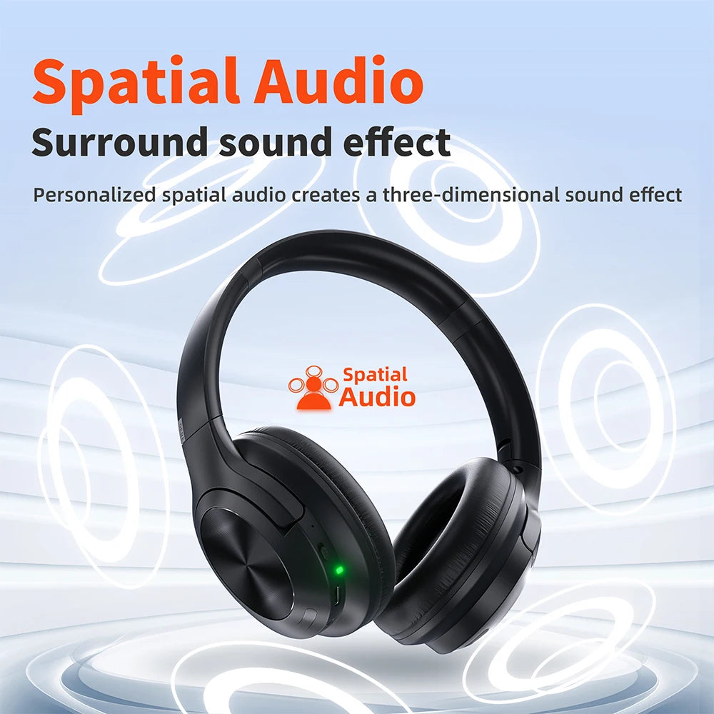 Active Noise Cancellation HiFi Wireless headphones QERE E80 Earphone bluetooth 5.3 ANCHi-Res Audio Over the Ear Headset 70H 40mm Driver2.4G