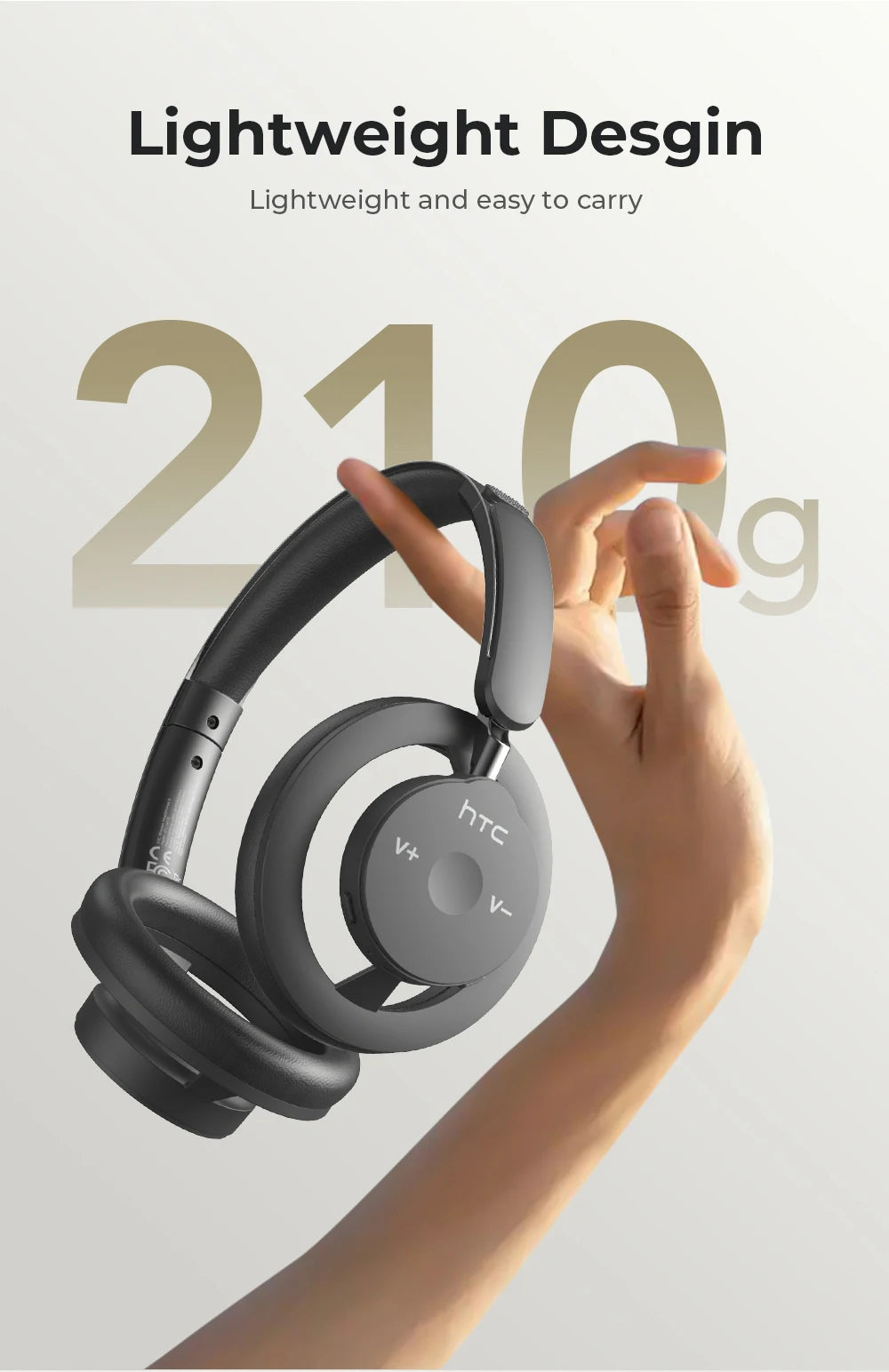 Open-Ear Headphones Foldable Punchy Bass HTC HP06 Bluetooth V6.0 Wireless  Headset for PC Laptop phone TV lightweight Hollow Airy