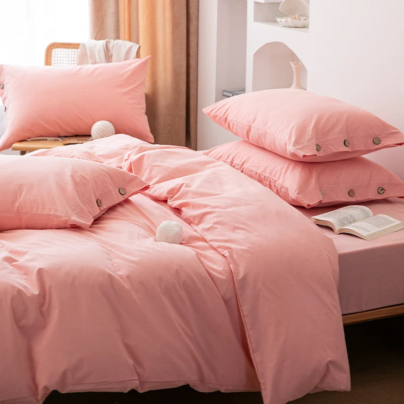 Hight Quality 3pcs  100% cotton bedding set Double Duvet Cover Set 220x240 Solid Twist Cotton King Size Bedding Set Quilt Cover Set