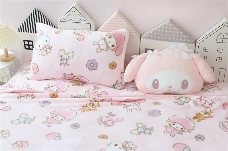 Ideal Nap Blanket & Sofa Cover Blanket Kawaii Japanese Style Flannel Soft Warm Sheet Leg Blanket Girls Gifts