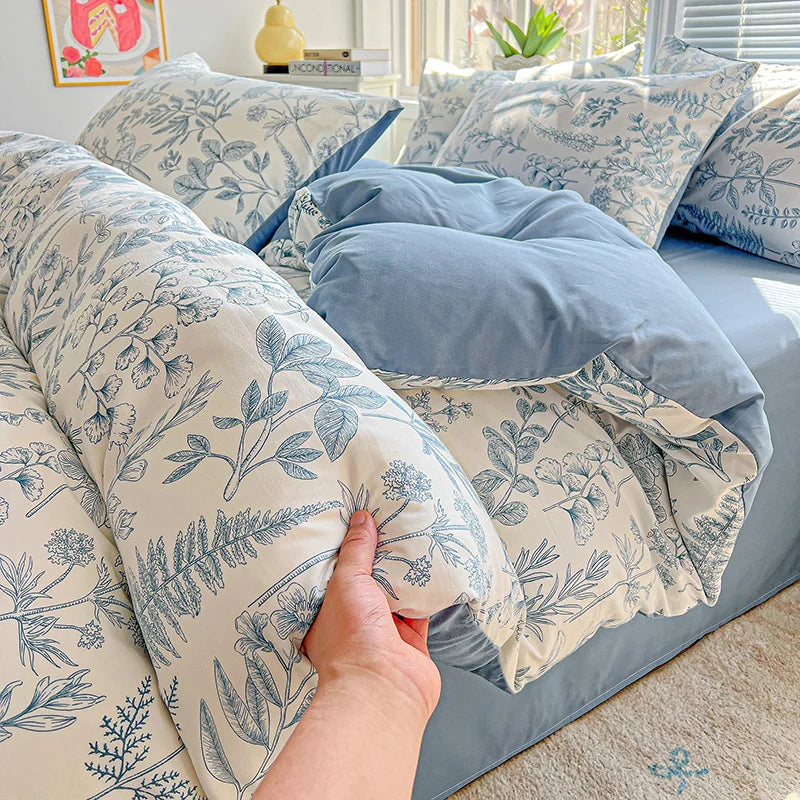 Fluffy 1pc Purple Lavender Printed Duvet Cover Single/Queen/King Size Quilt Cover for Double Bed Flower housse de couette220x240cm