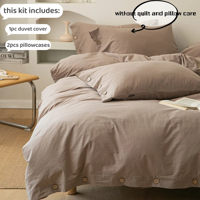 Hight Quality 3pcs  100% cotton bedding set Double Duvet Cover Set 220x240 Solid Twist Cotton King Size Bedding Set Quilt Cover Set