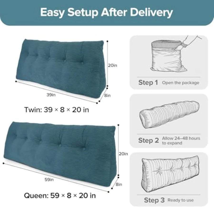 Super Soft Headboard Pillow for Sitting Up in Bed Queen Size Backrest Triangle Reading Pillow for Daybed Supportive Bed Back Pillow for Re