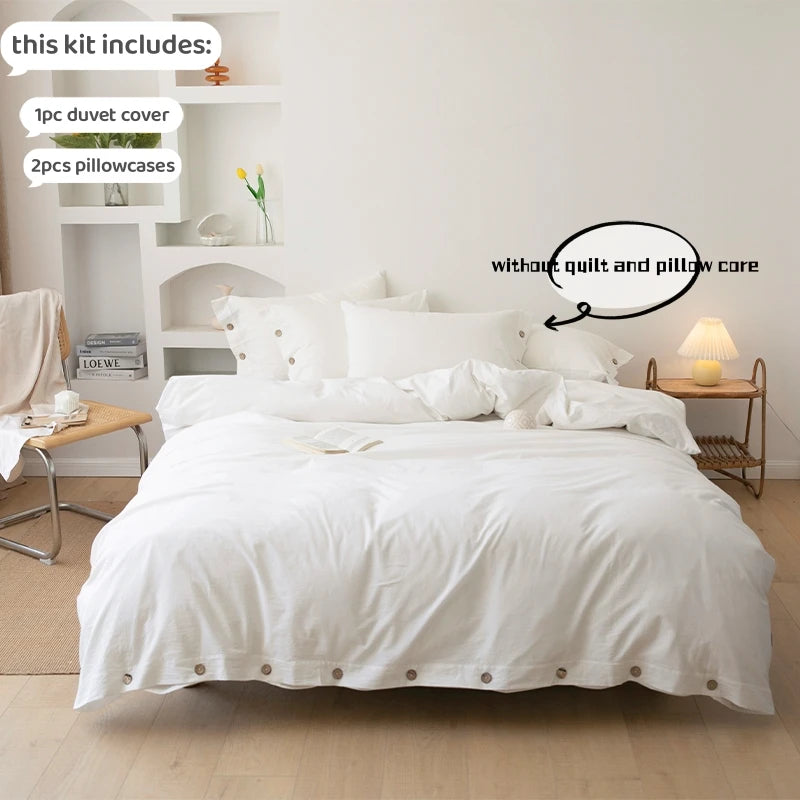 Hight Quality 3pcs  100% cotton bedding set Double Duvet Cover Set 220x240 Solid Twist Cotton King Size Bedding Set Quilt Cover Set