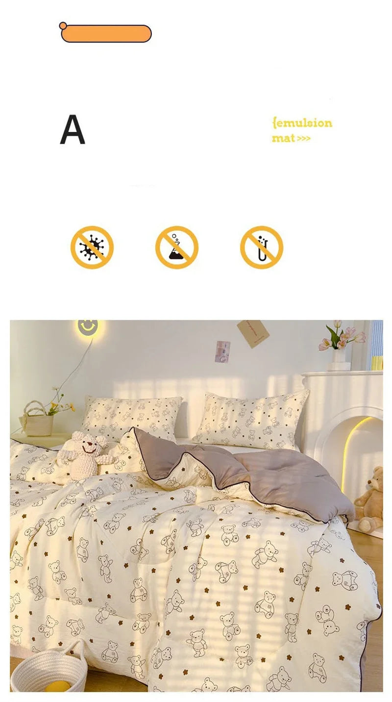 Ideal Printed Double Gauze Summer Quilt Grade A Lightweight Air Conditioning Quilt Soya Fibre Fill Soft Breathable Cool Summer Blanket