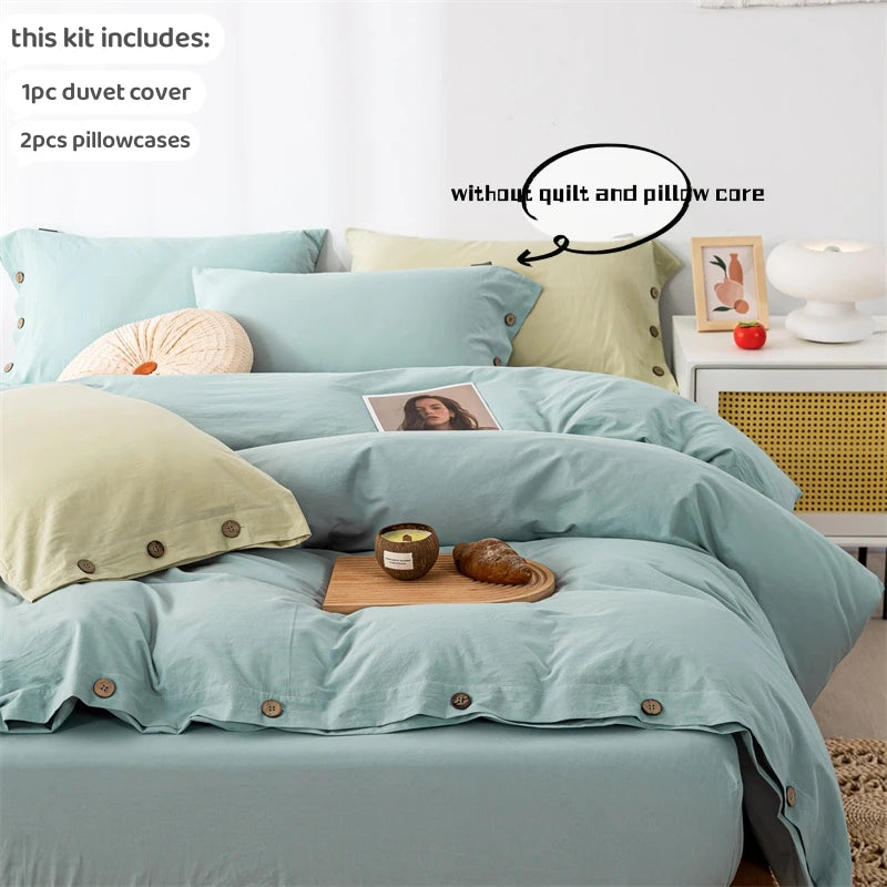 Hight Quality 3pcs  100% cotton bedding set Double Duvet Cover Set 220x240 Solid Twist Cotton King Size Bedding Set Quilt Cover Set