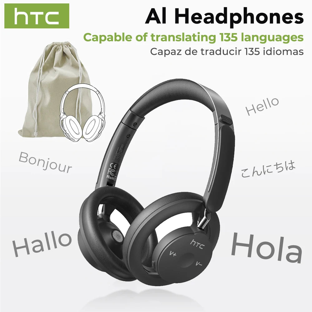 Open-Ear Headphones Foldable Punchy Bass HTC HP06 Bluetooth V6.0 Wireless  Headset for PC Laptop phone TV lightweight Hollow Airy