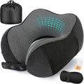 Super Comfortable Memory Foam Travel Neck Pillow with Adjustable Support, Eye Mask & Earplugs for Airplane