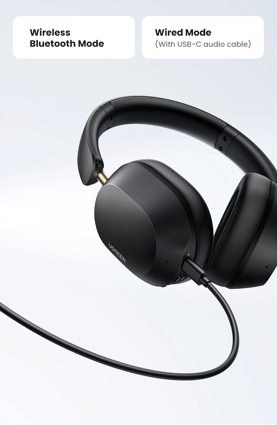 Hight Quality Wireless Bluetooth Headphones 43dB Hybrid Active Noise Cancellation Hi-Res LDAC 75H Spatial Audio Headset Earphones