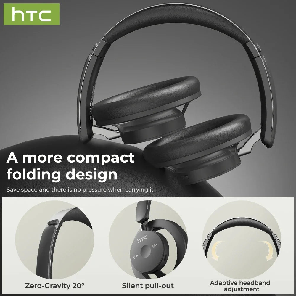 Open-Ear Headphones Foldable Punchy Bass HTC HP06 Bluetooth V6.0 Wireless  Headset for PC Laptop phone TV lightweight Hollow Airy